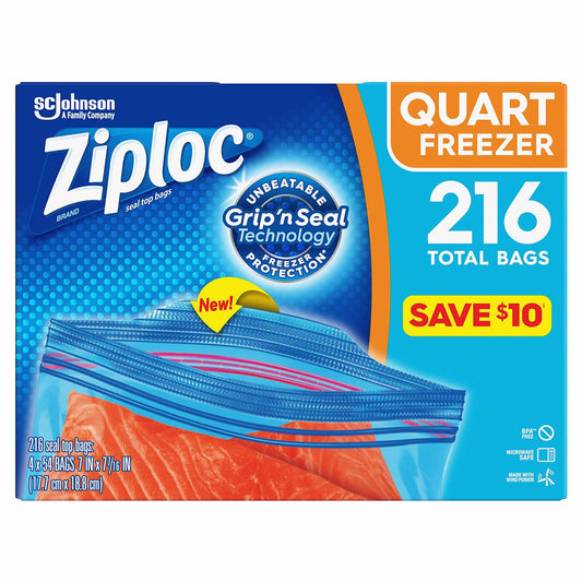Ziploc Gallon Freezer Bags with New Stay Open Design (152 ct.) Free  Shipping 25700148876