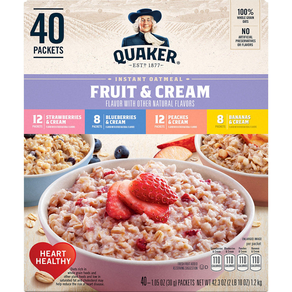 Quaker Instant Oatmeal Fruit & Cream, Variety Pack (40 pk.) – My Kosher ...