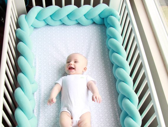 mint green crib bumper