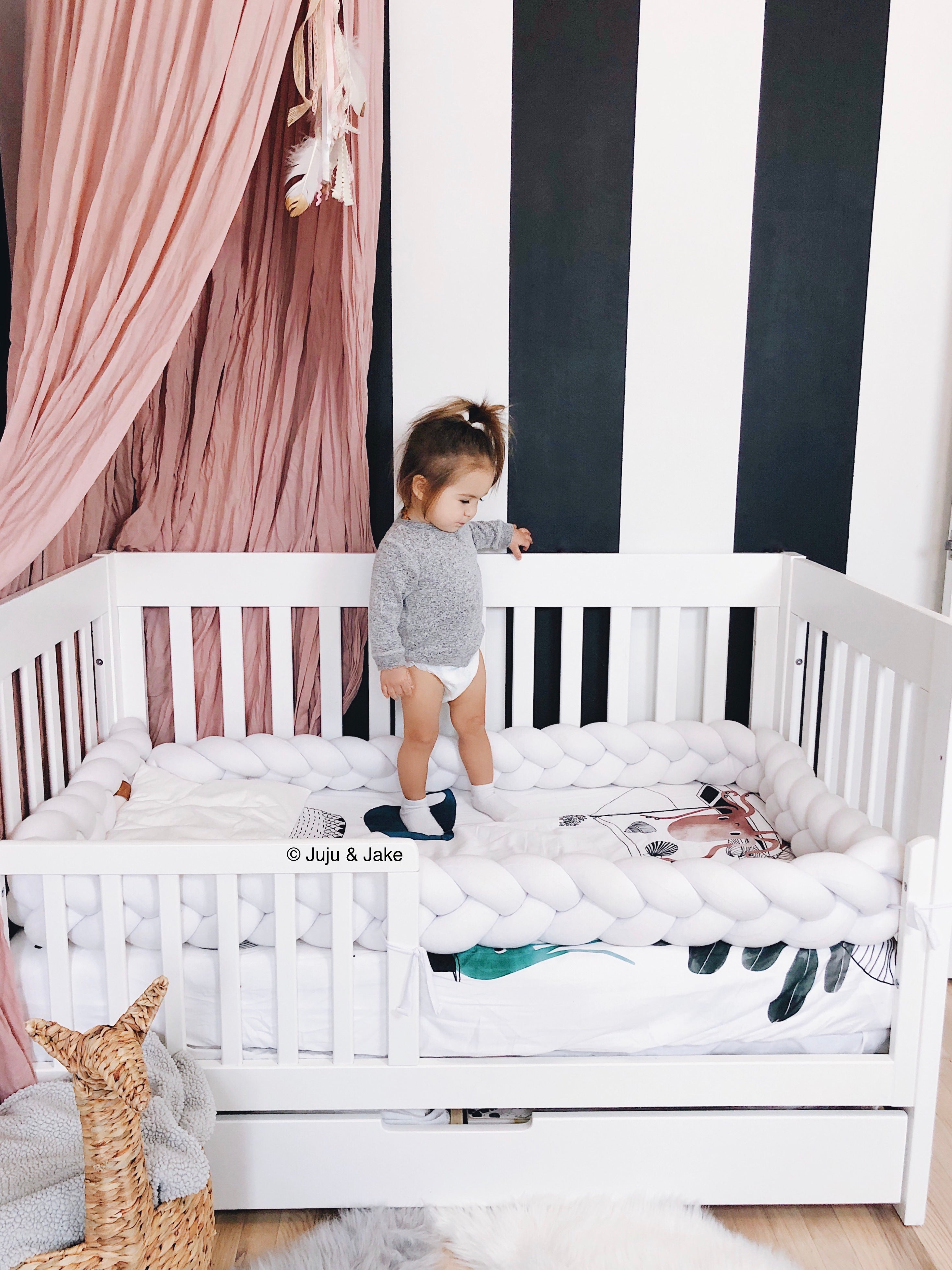 half crib that connects to bed