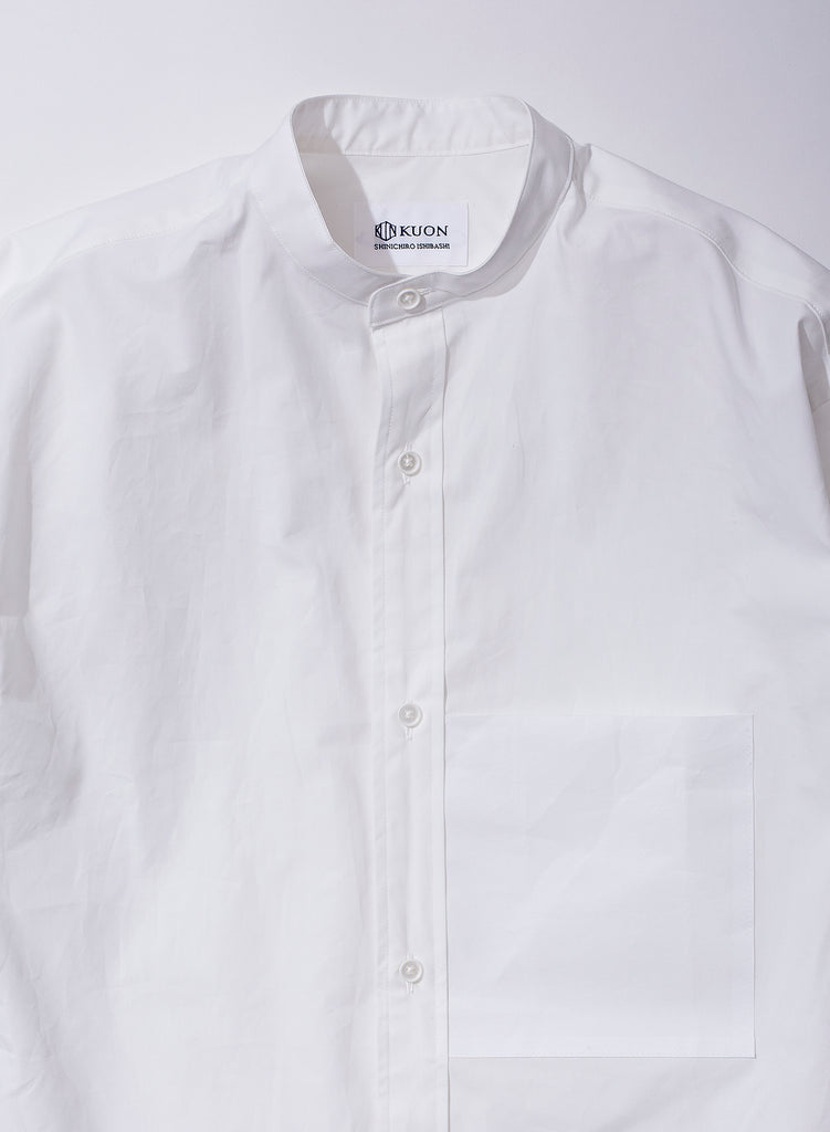 PLASTIC PAPER Pocket Band Collar Shirt