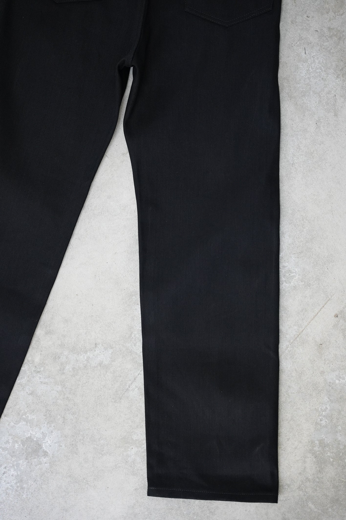 13.5oz Black Selvedge Denim Trousers-Regular Fit Straight-