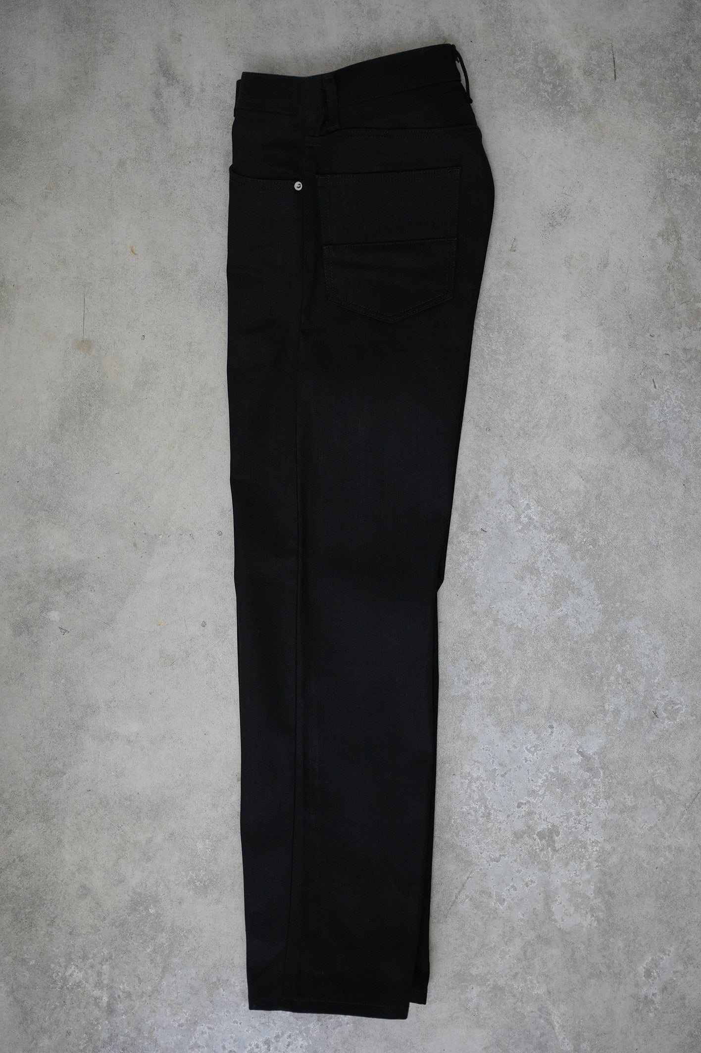 13.5oz Black Selvedge Denim Trousers-Regular Fit Straight-