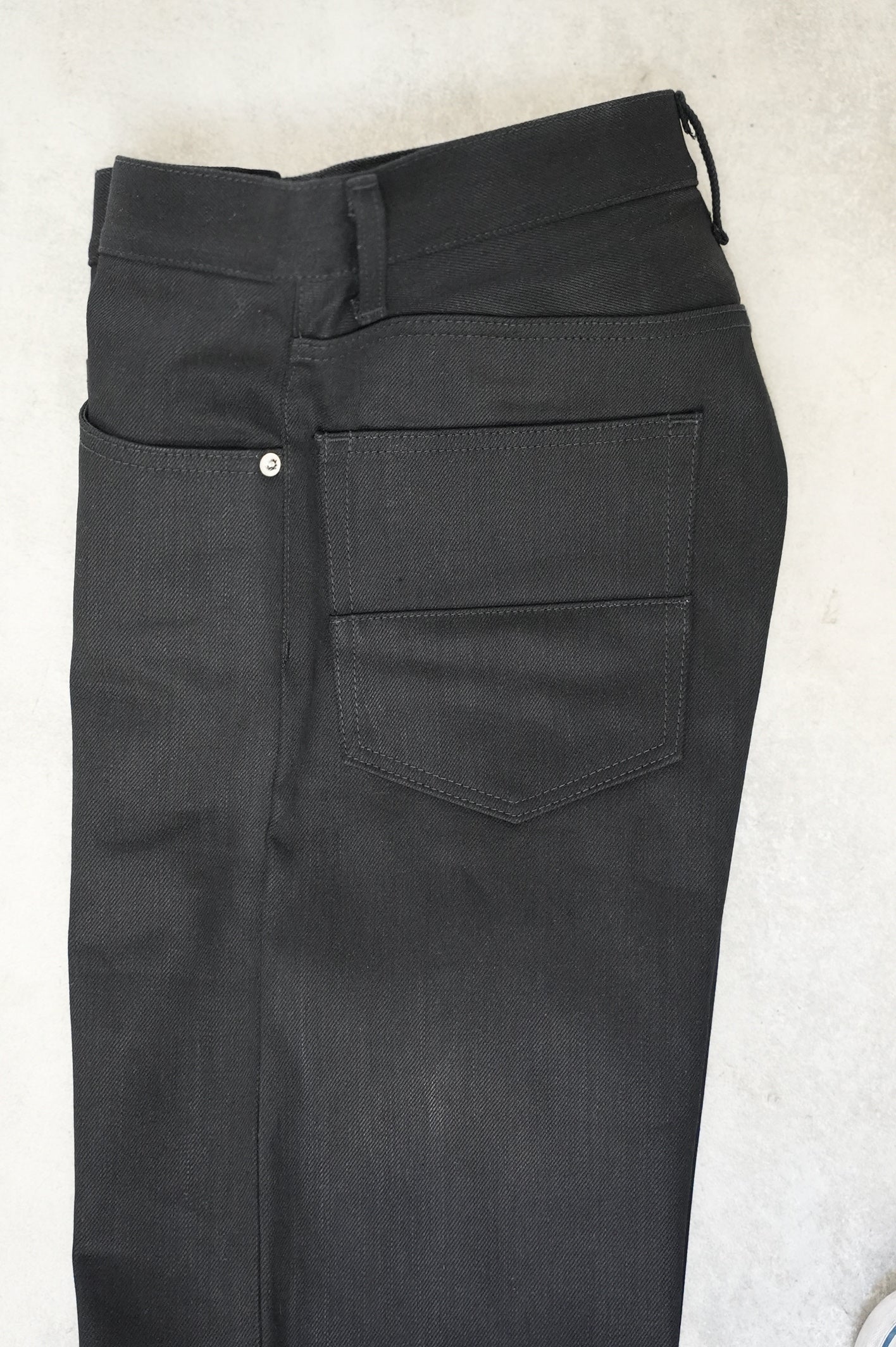 13.5oz Black Selvedge Denim Trousers-Regular Fit Straight-