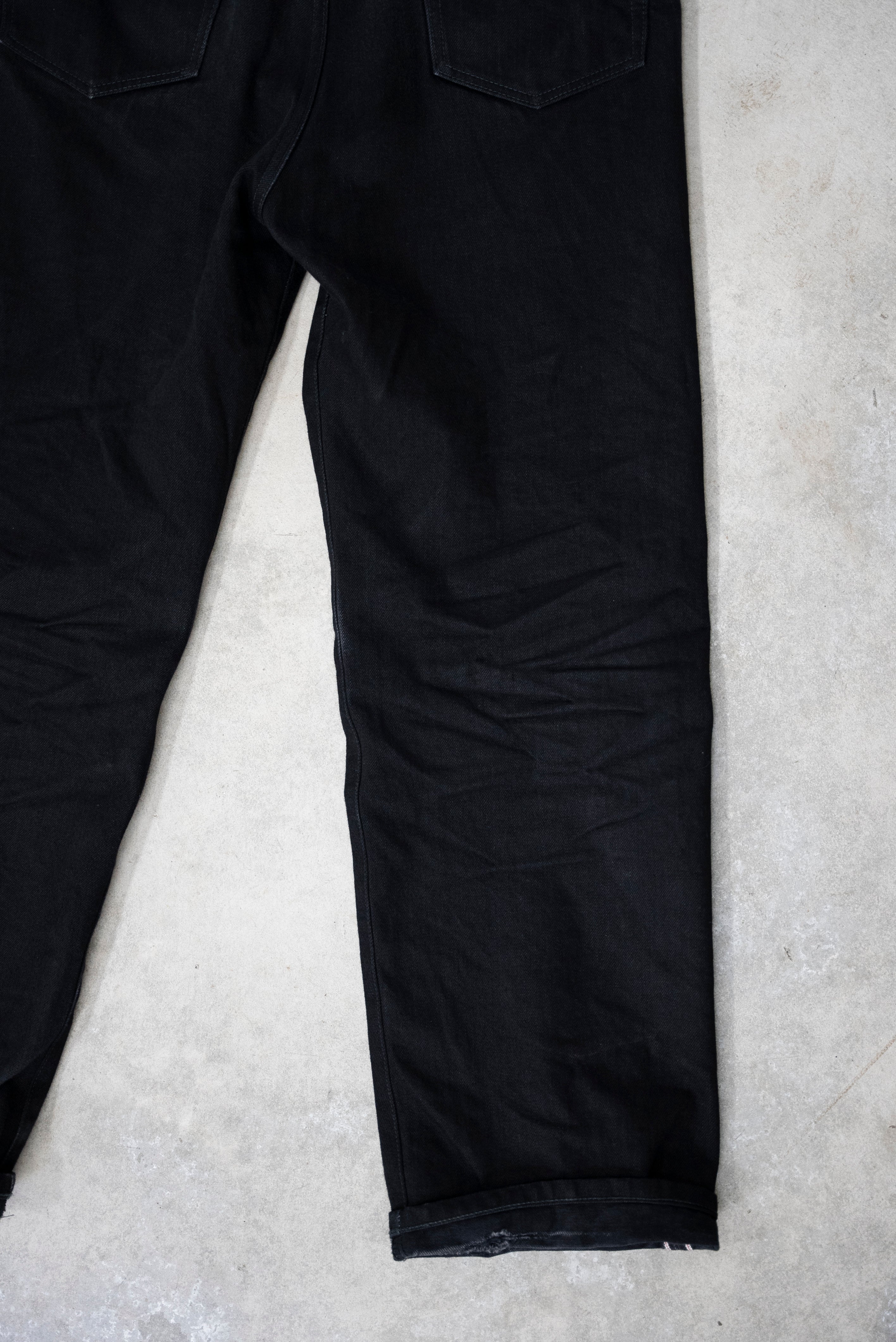 13.5oz Black Selvedge Denim Trousers -Regular Fit Straight-