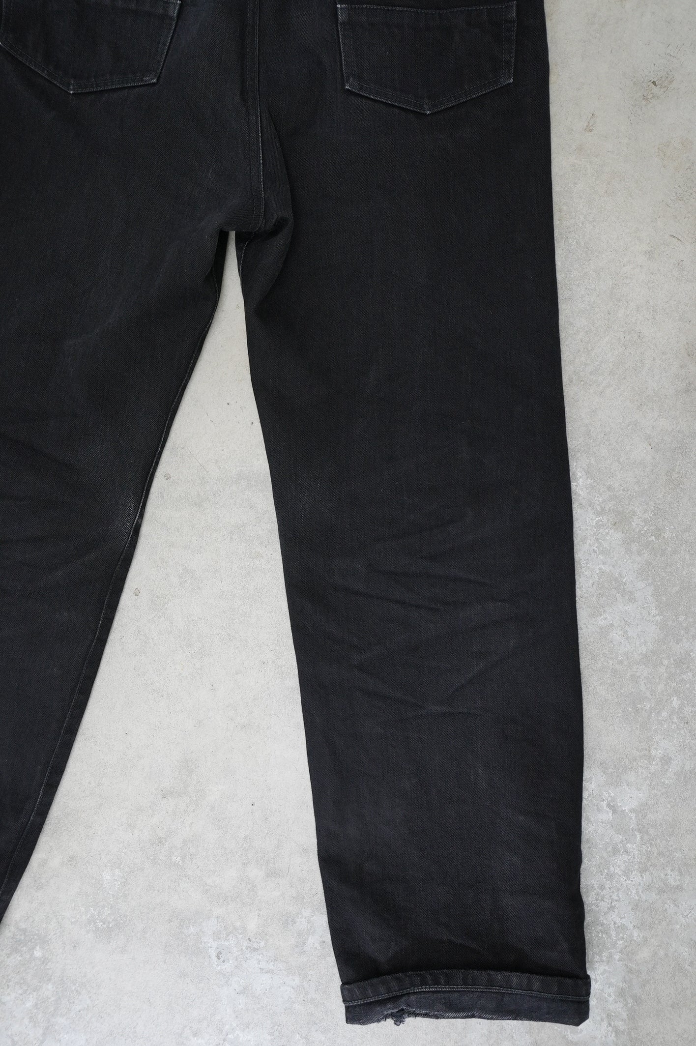 13.5oz Black Selvedge Denim Trousers -Regular Fit Straight-