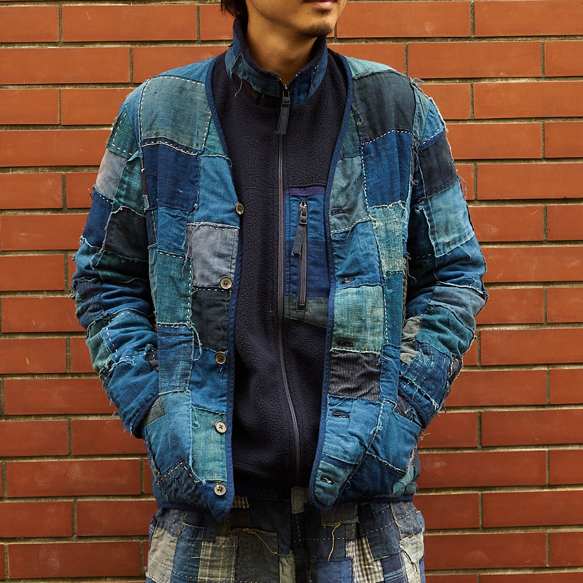 KUON x DAN / Fleece Jacket w/BORO XLサイズ