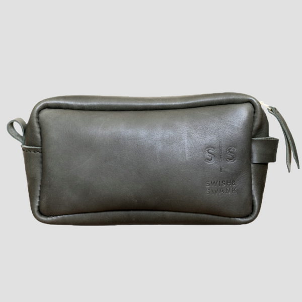 Unisex Genuine Leather Toiletry Bag Olive