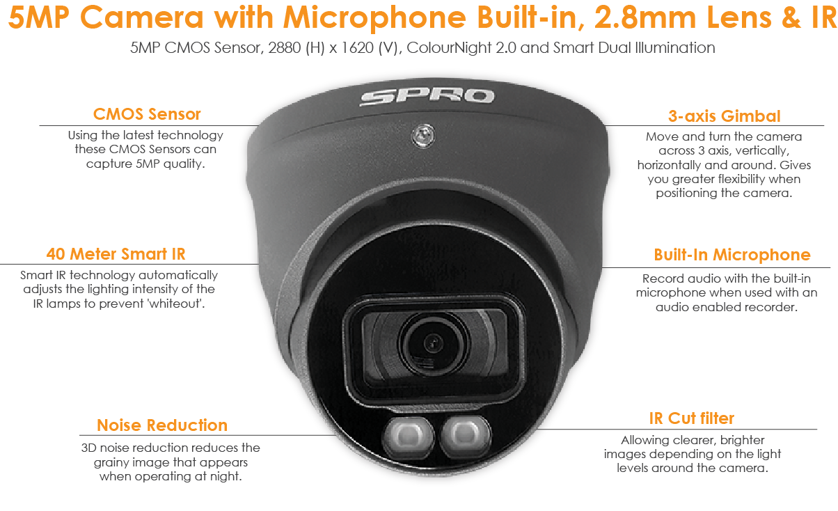 5MP IP COLOUR NIGHT WITH MICROPHONE BUILT-IN CAMERA