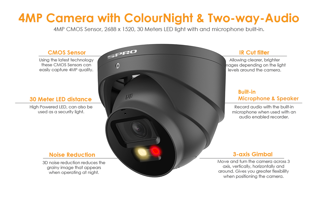 SPRO 4MP IP Smart Dual Illumination Turret with COLOUR NIGHT 2.0