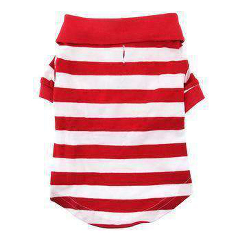 Striped Dog Polo - Flame Scarlet Red and White – Furbabeez