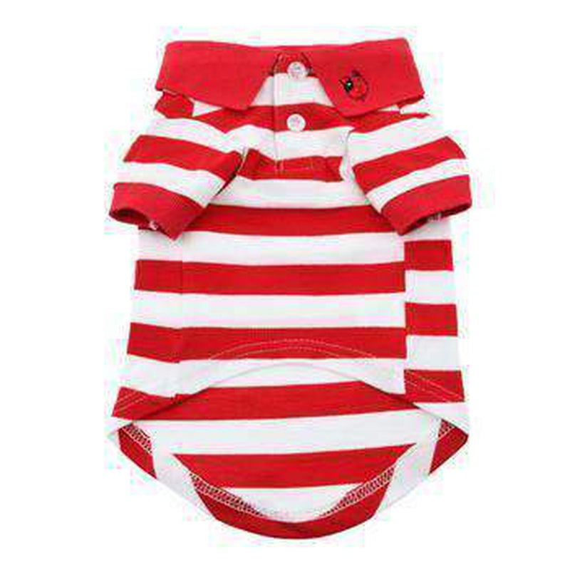 Striped Dog Polo - Flame Scarlet Red and White – Furbabeez