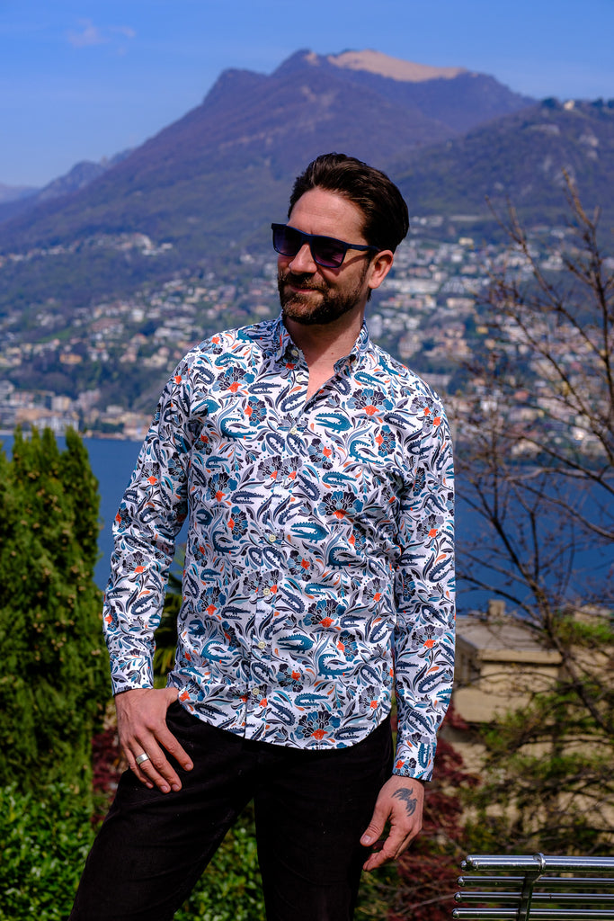 kroko shirt swiss made 100% cotton exclusive design pattern print summer shirt