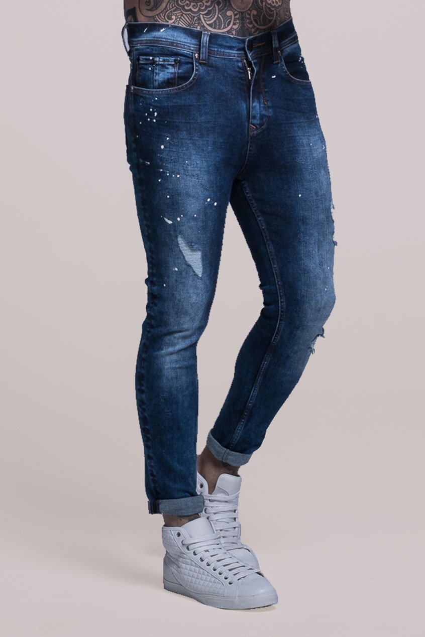 paint splatter ripped jeans mens