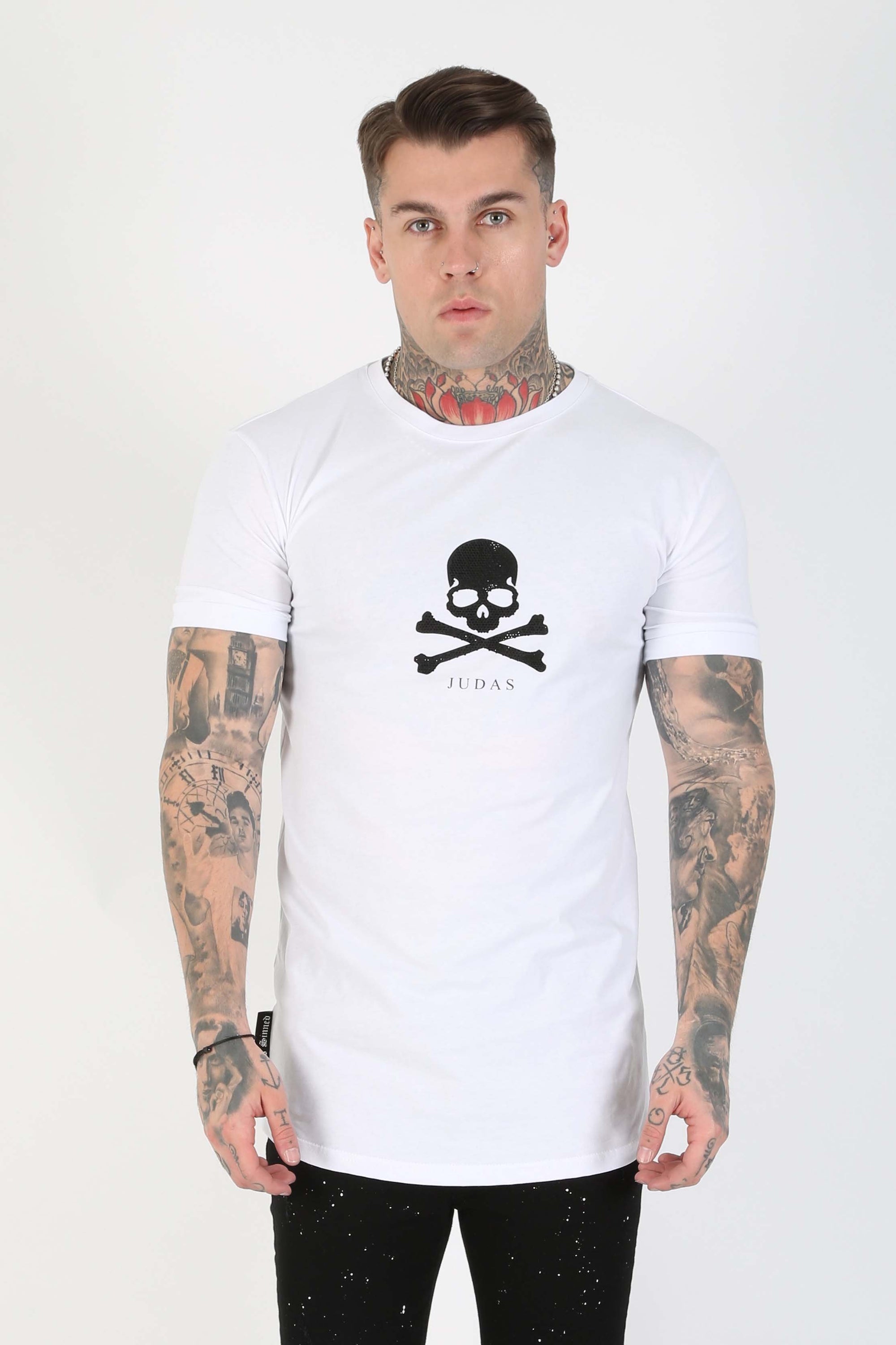 Edge Crystal Skull T-Shirt - White - Judas Sinned Clothing
