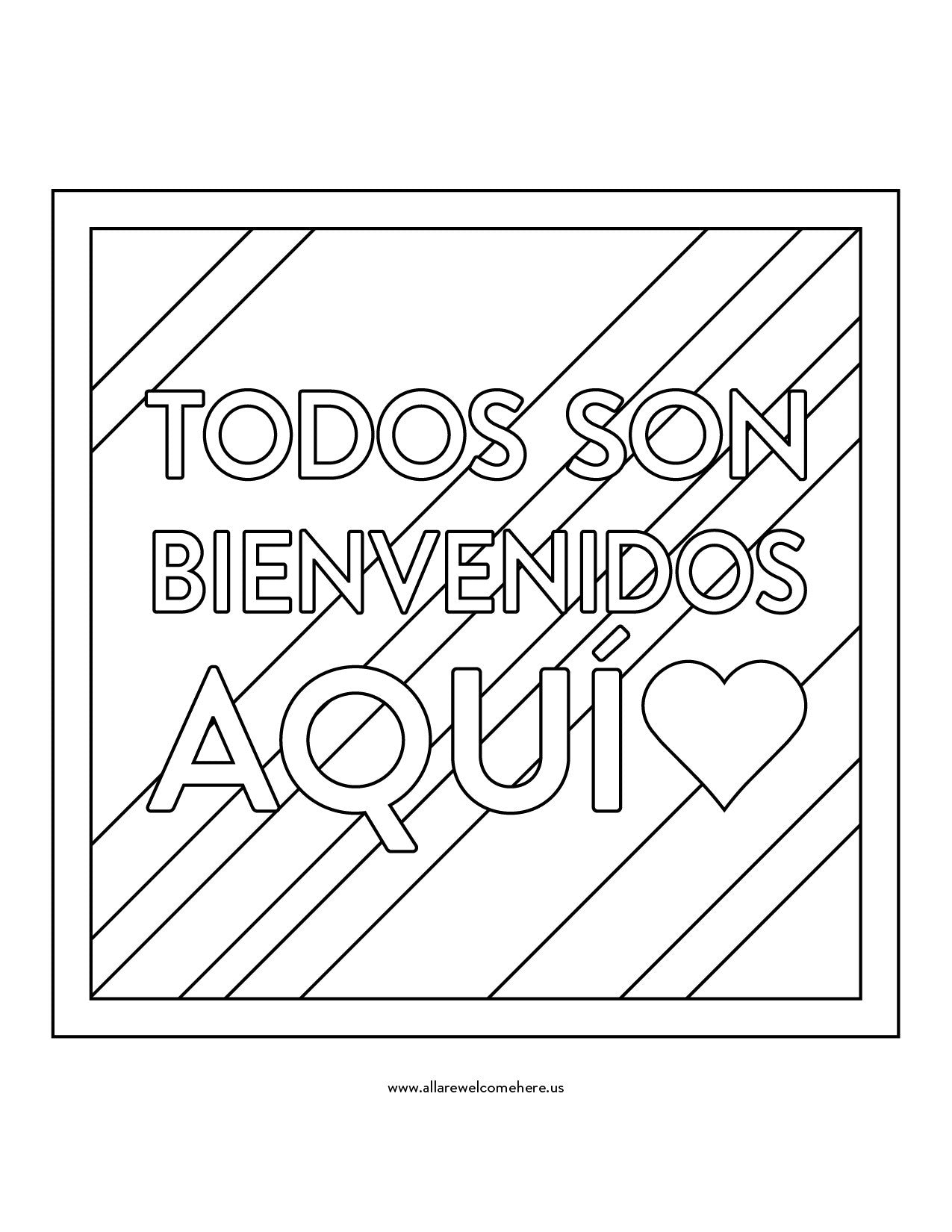 Download Free Download: Spanish Coloring Sheet - All Are Welcome Here