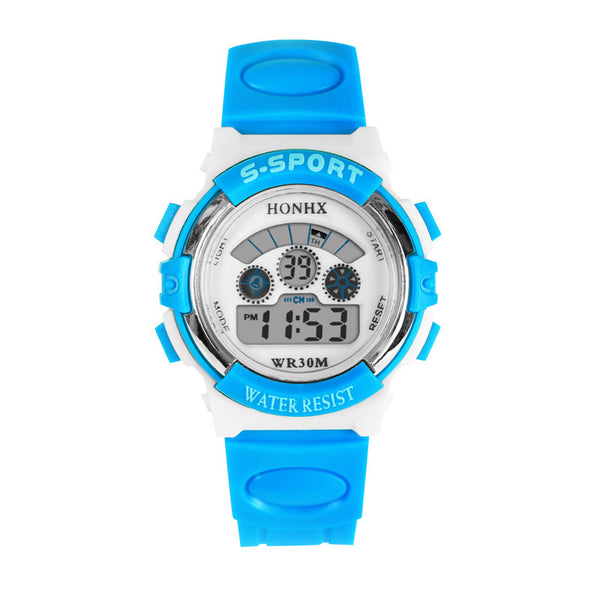 2016 Hot, Nueva 1 pc Kids Sports Digital LED Watch Alarm Date Rubber children boy girl Wrist Watch