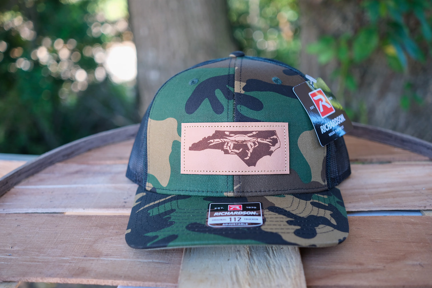 Original Camo Leather Patch Hat Adjustable Size – Seaview Crab Co ...