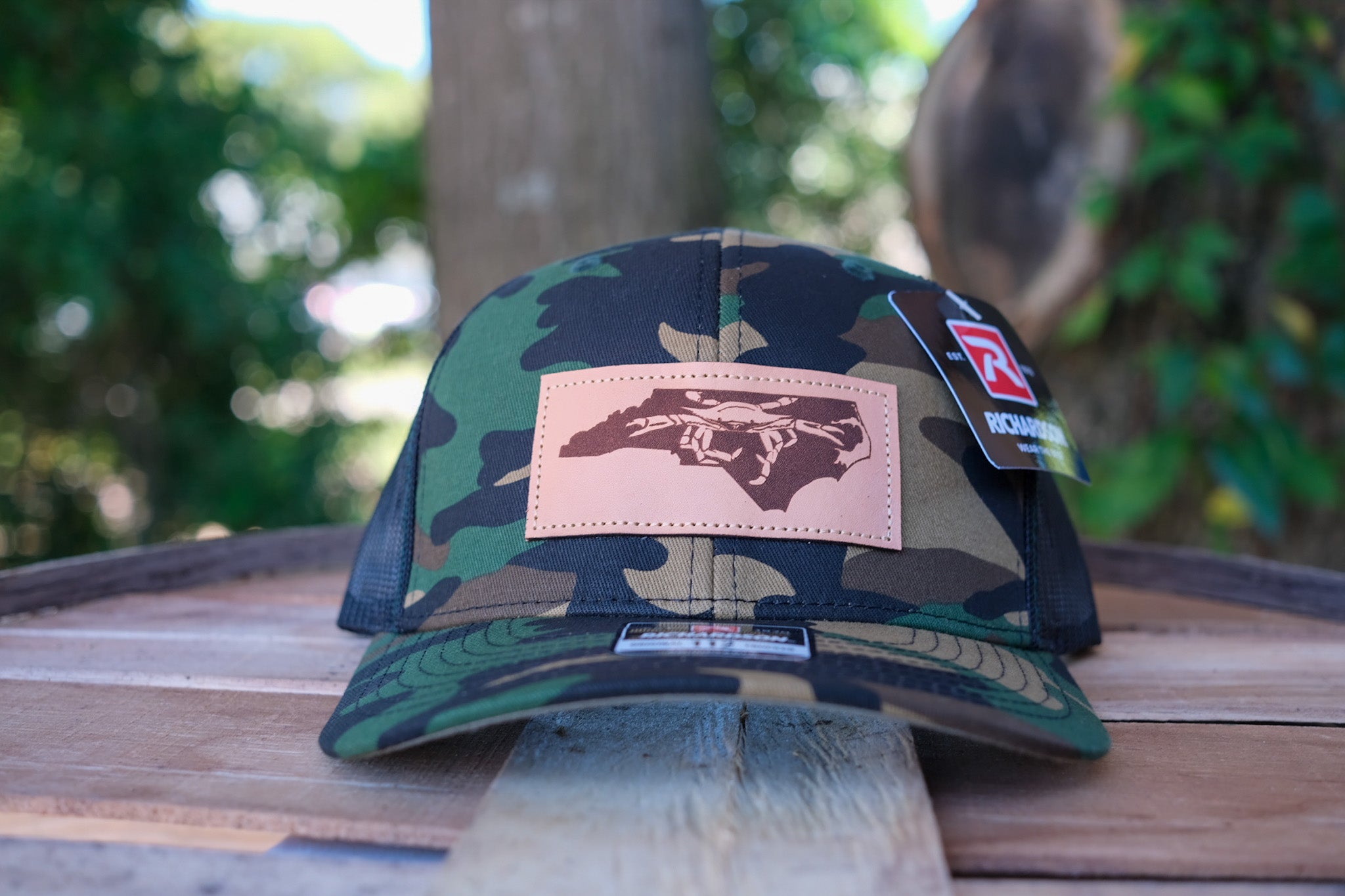 Original Camo Leather Patch Hat Adjustable Size – Seaview Crab Co ...