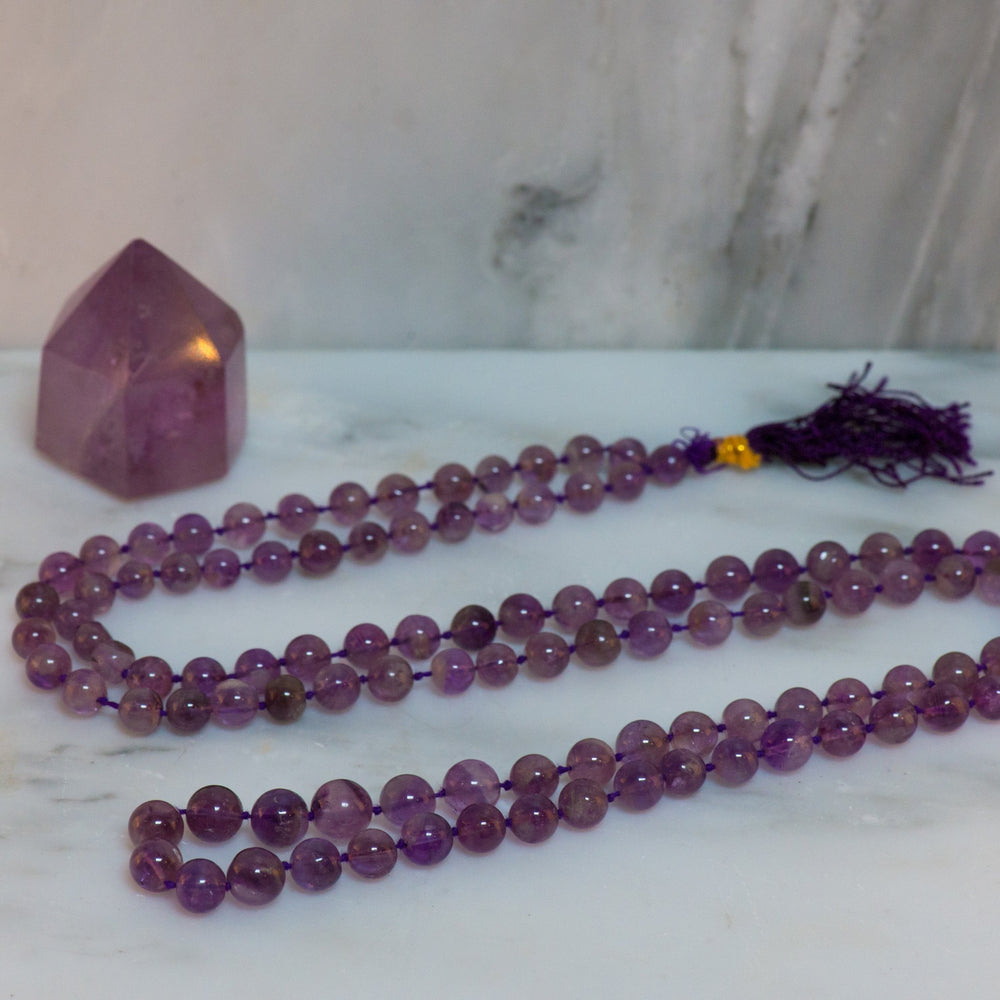 amethyst mala necklace