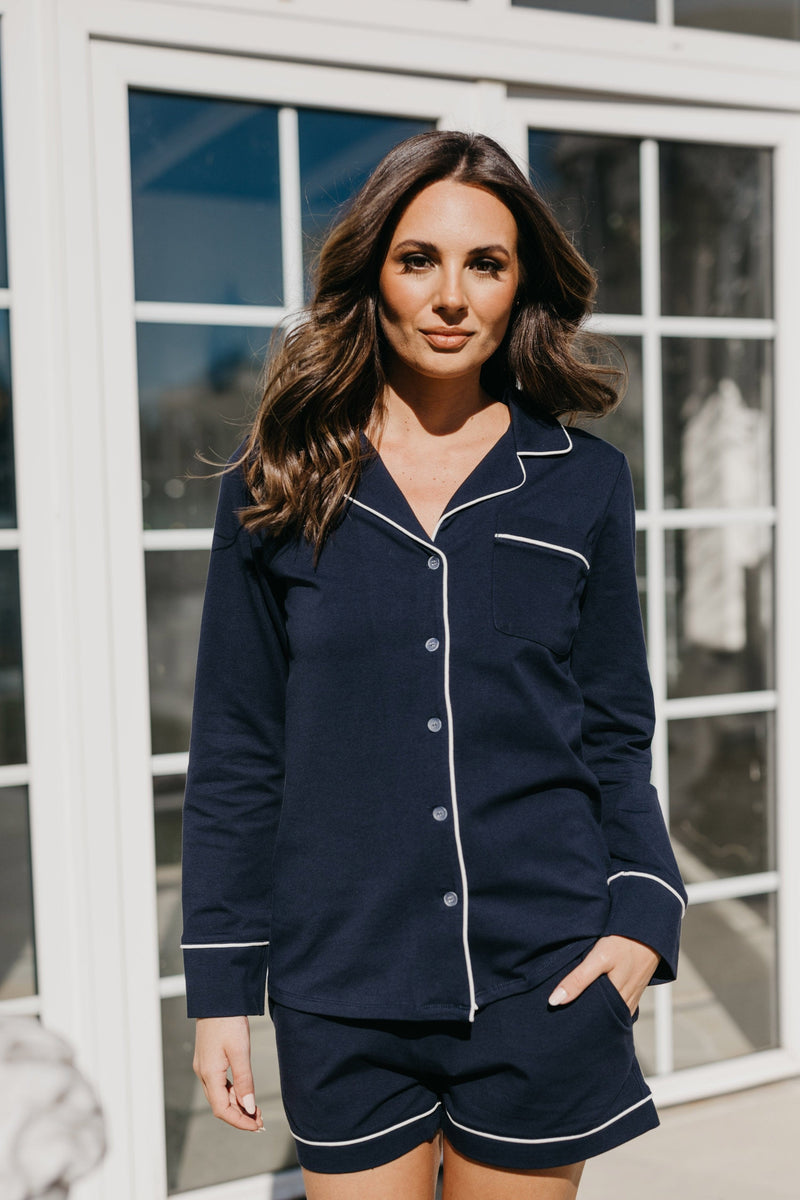 Long Sleeve Button Through Jersey PJ Set