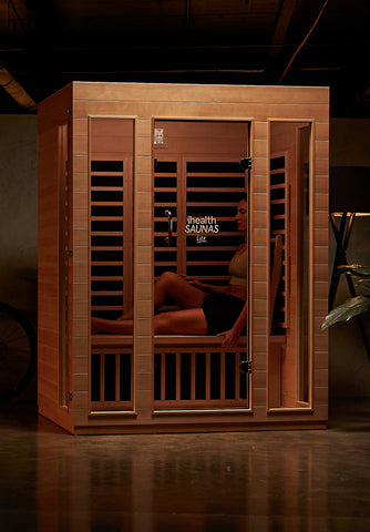 man in infrared sauna