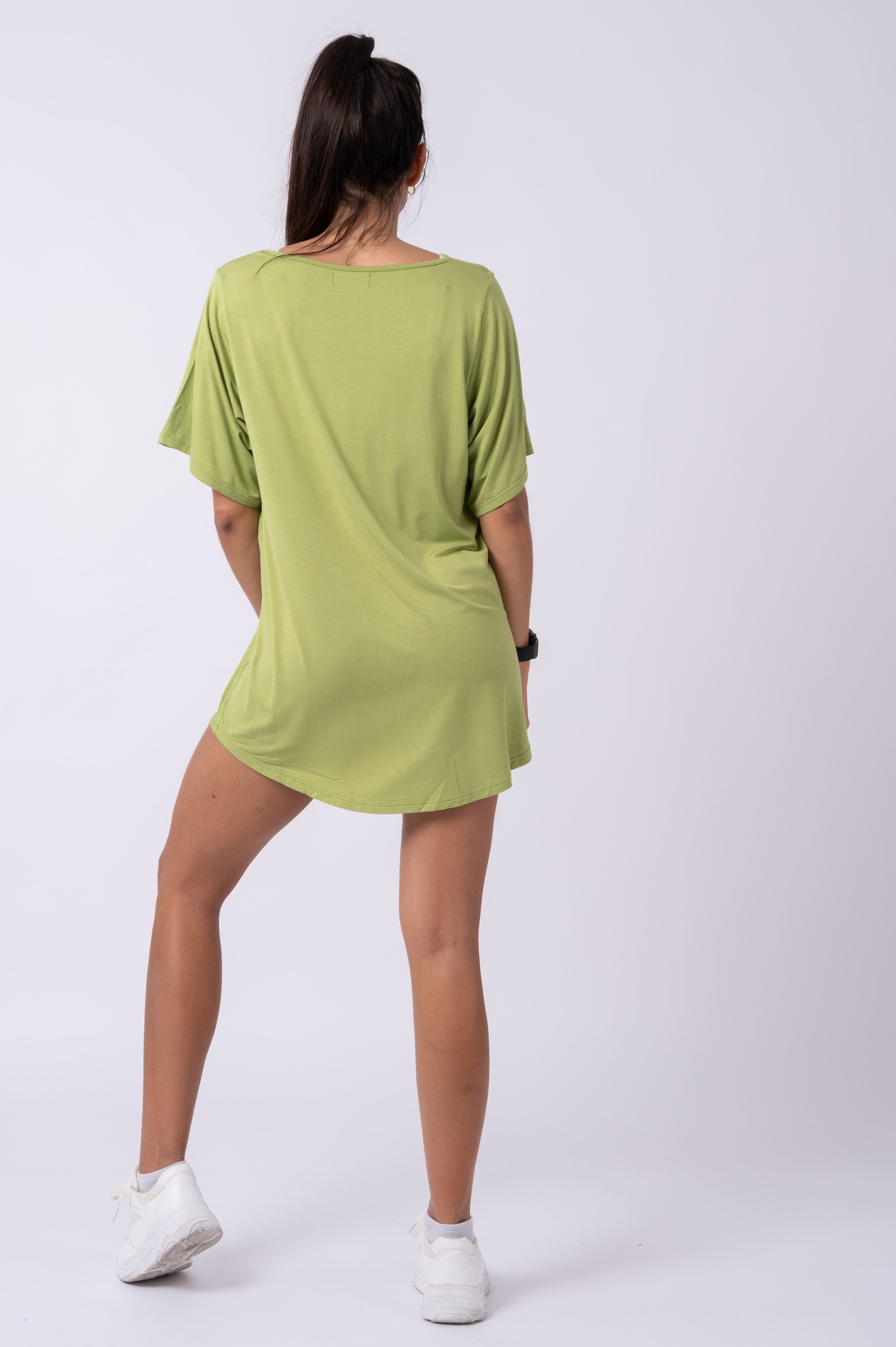 Avocado Green Slinky To Touch - V Neck Boyfriend Tee