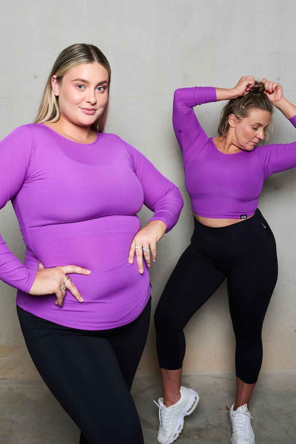 Purple Rib Knit - Fitted Long Sleeve Tee