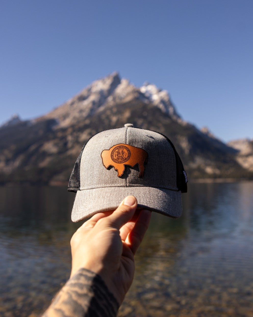 Montana State Hat at a lake