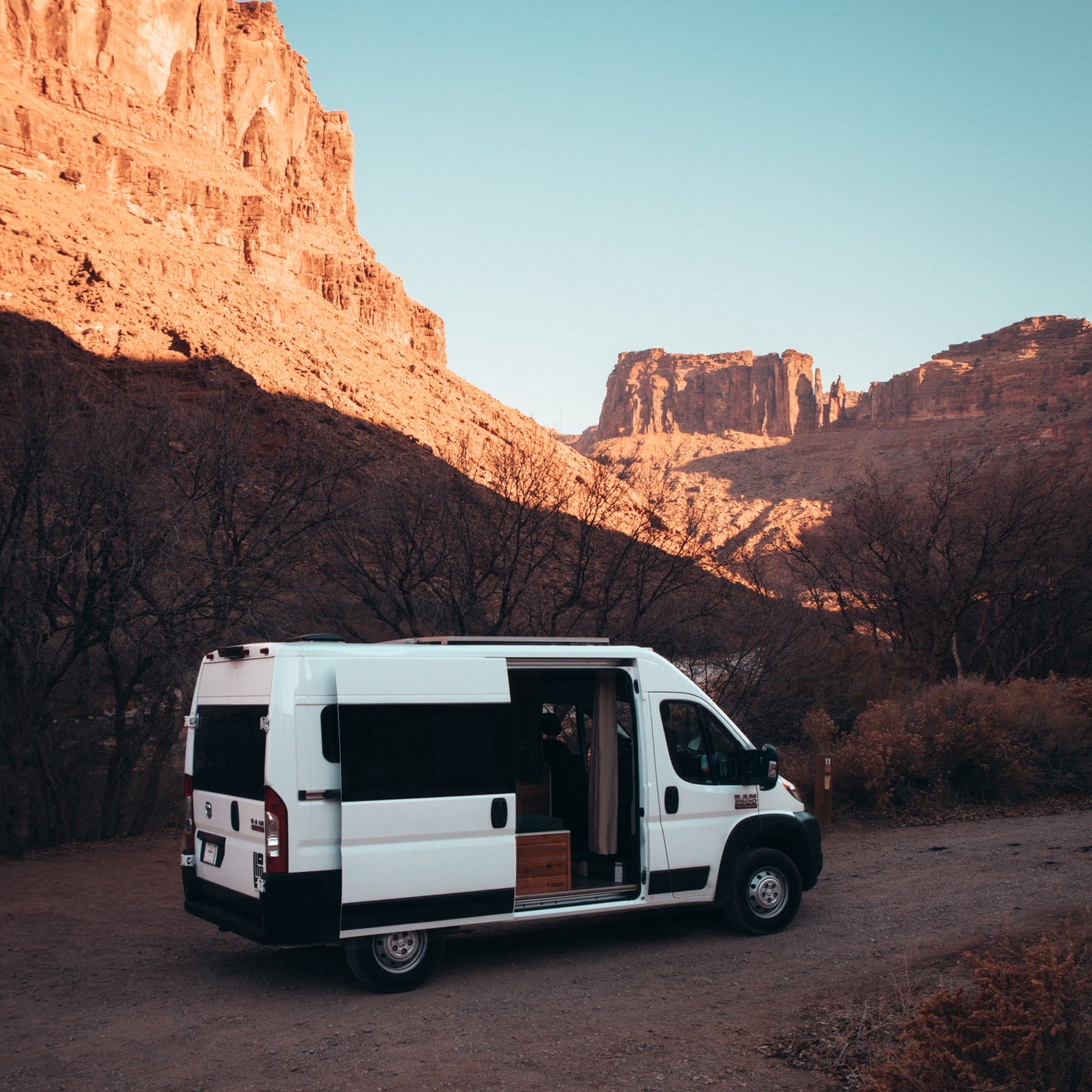 Boho camper van in the desert