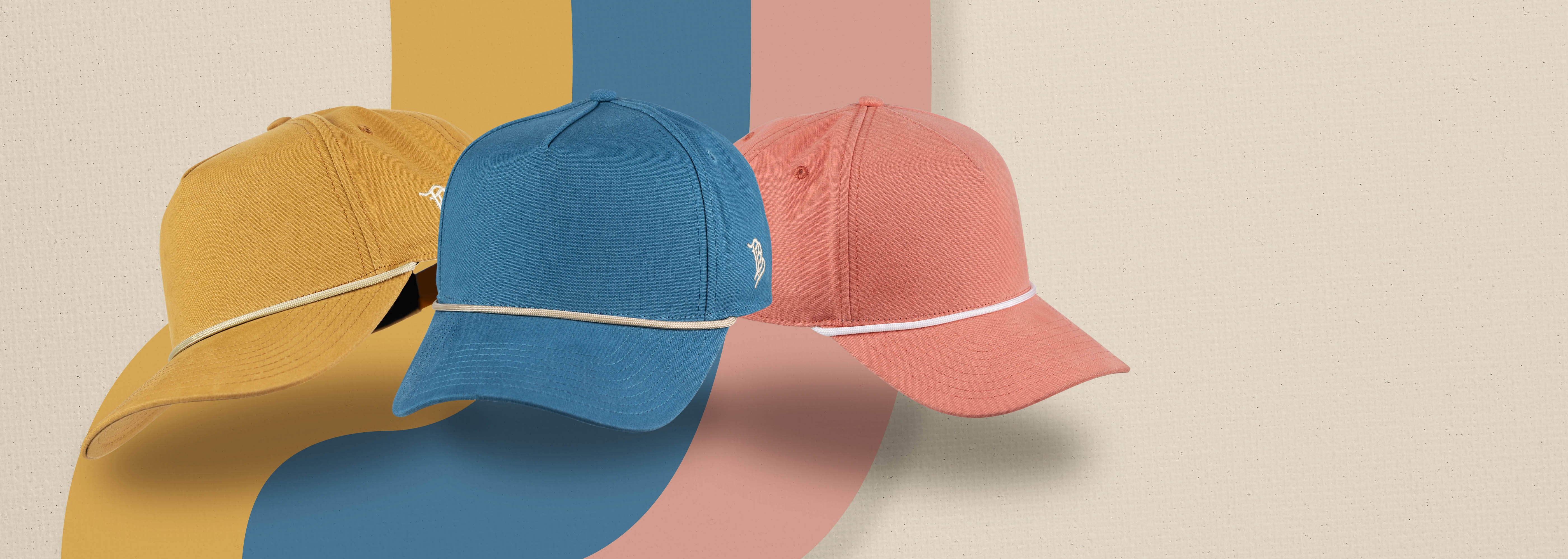 Canvas hats with wavy stripes