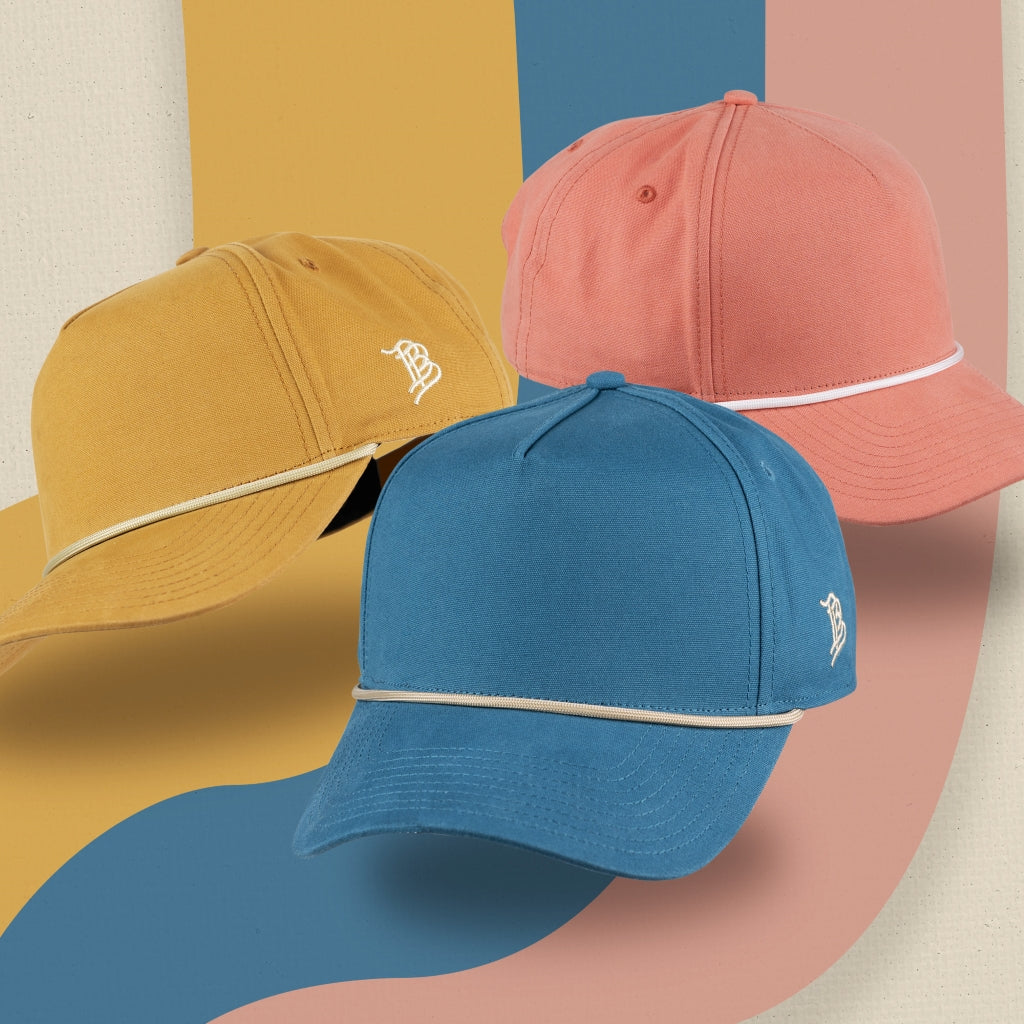 Canvas hats with wavy stripes