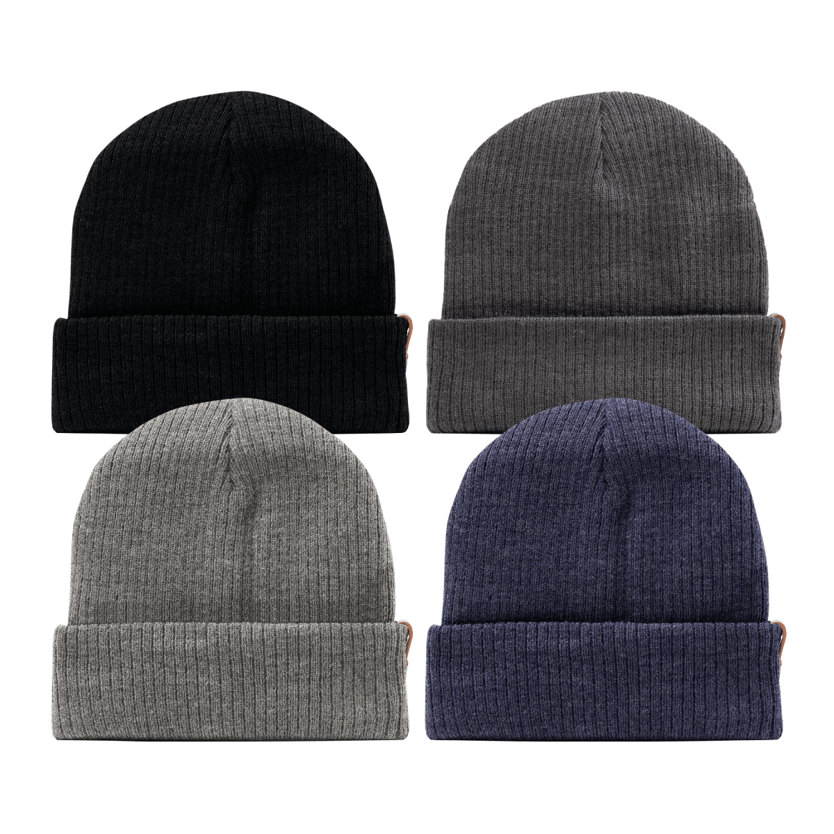 Bare Essential Beanie 4-Pack Black + Charcoal + Gray + Navy