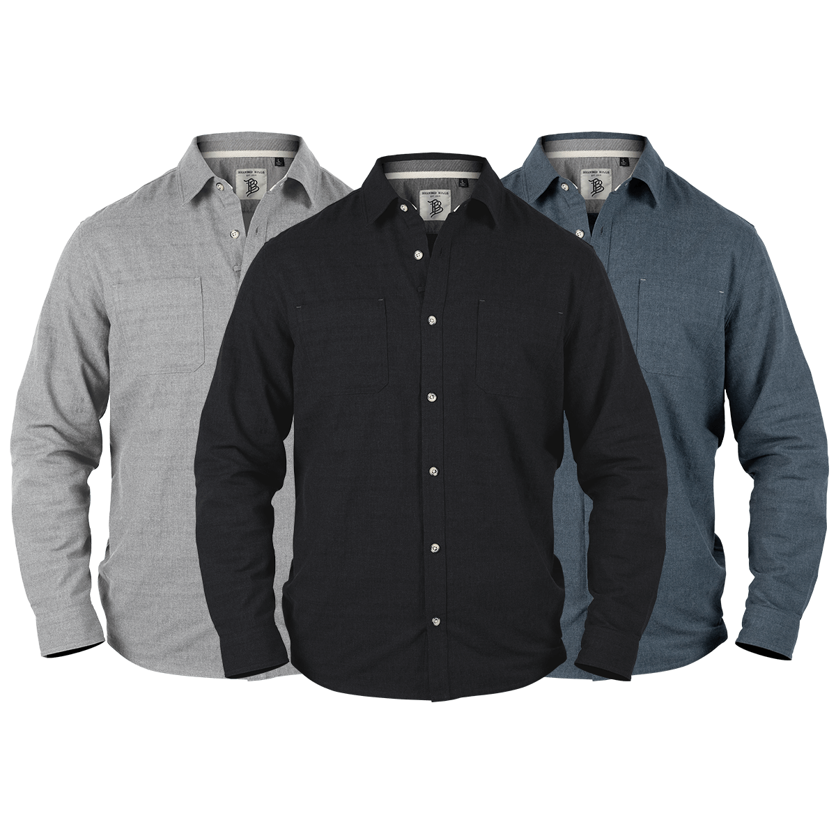 Myca™ Solid Button-Up  3-Pack Black + Orion + Gray