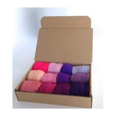 Pink And Purple Tones Merino Needle Felting Wool Set | Acorns & Twigs