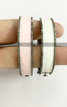 Load image into Gallery viewer, Silver Diamond Plain Enamel Oval Bangle Bracelet - TAISHA DESIGNS
