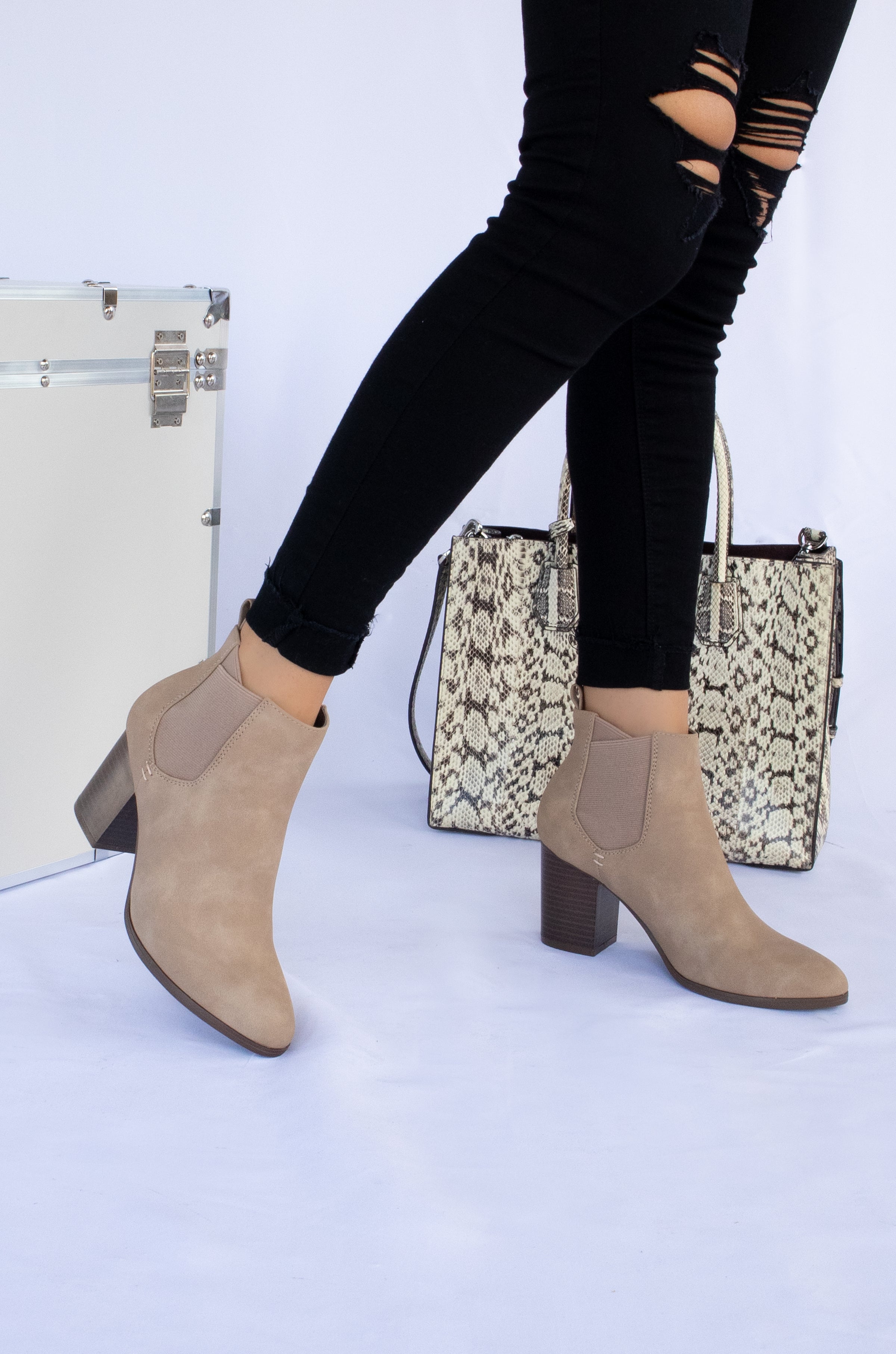 taupe chunky heels