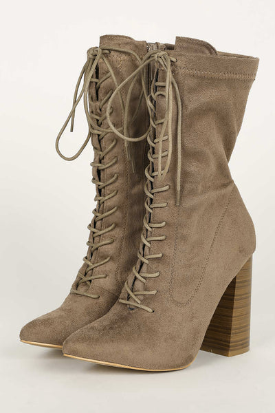 Ransom - Taupe Lace Up Booties