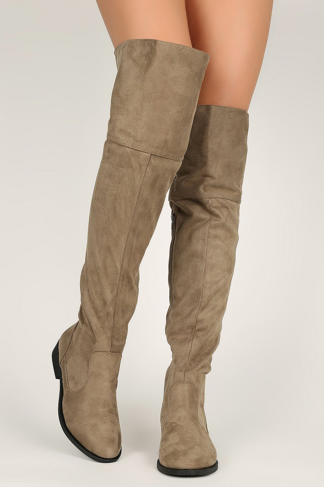 taupe knee high boots