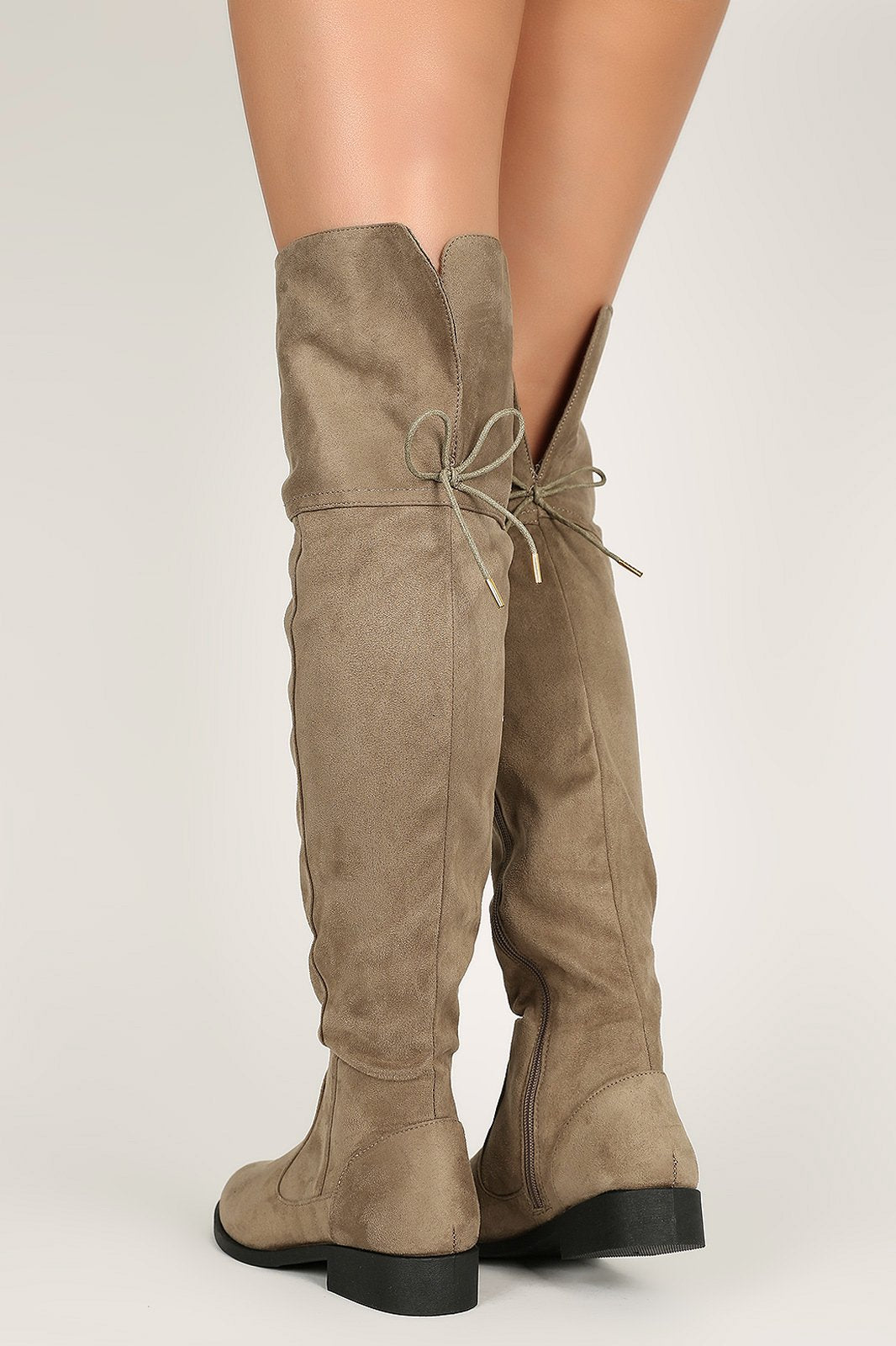 suede taupe knee high boots