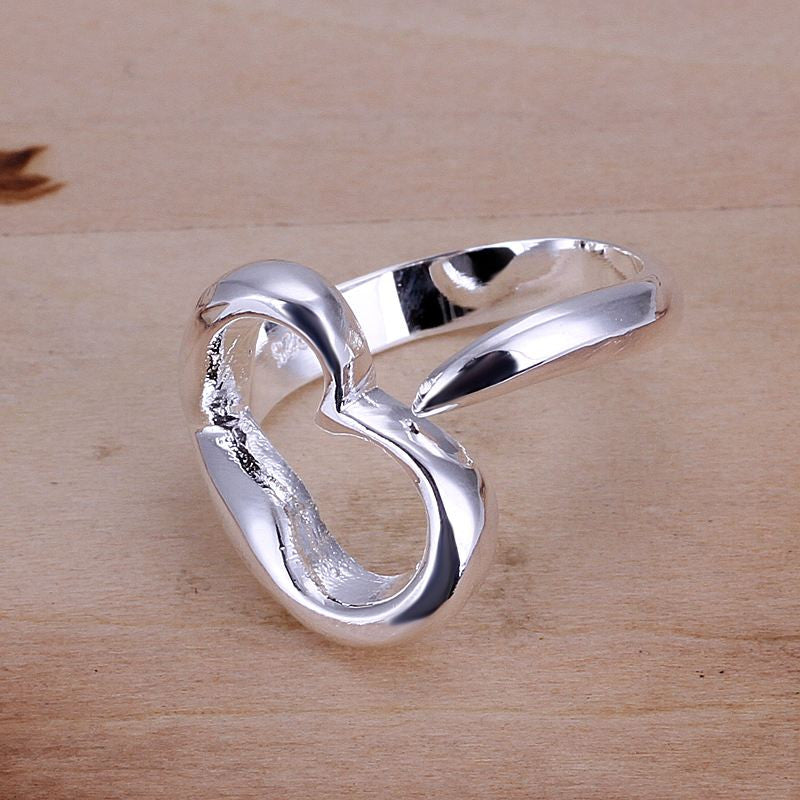 silver plated ring jewelryOpening Heart ring   9