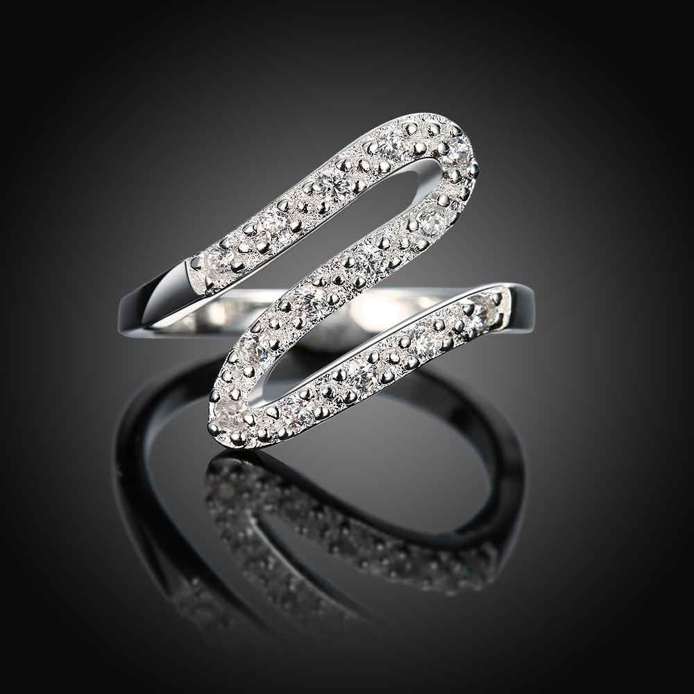 silver plated ring Ribbon shaped aliancas 688