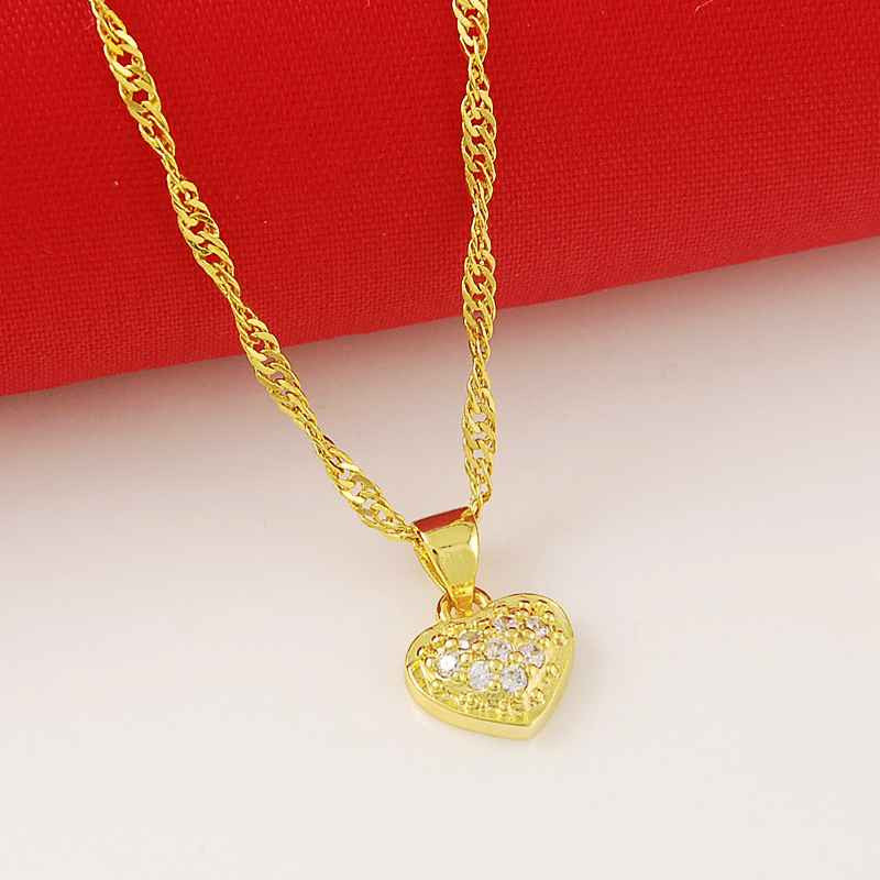 24k gold plated choker necklace heart exo collier femme joias265