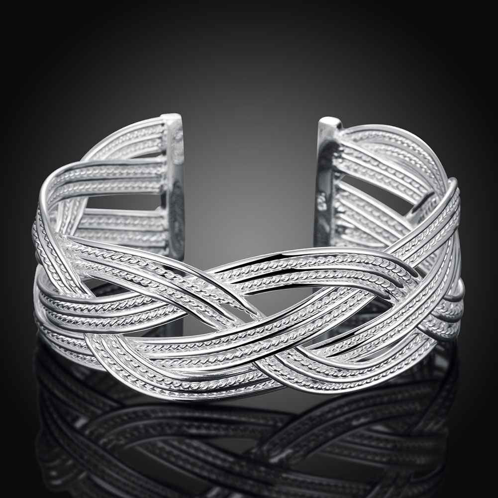 silver bangles Big Weaved women bracelet SMTB 33