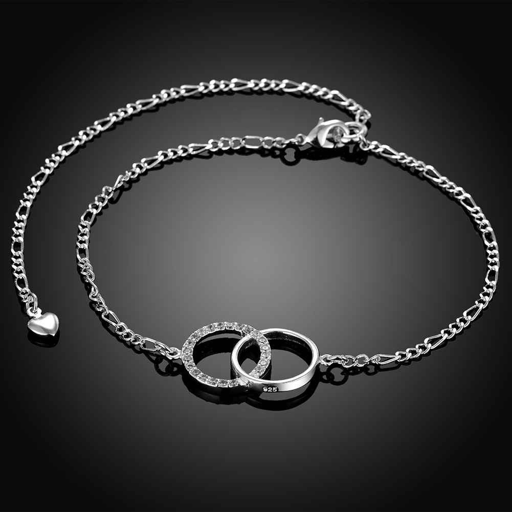 best friends silver plated anklets Insets Double Circle bracelet on a leg SMTA  5