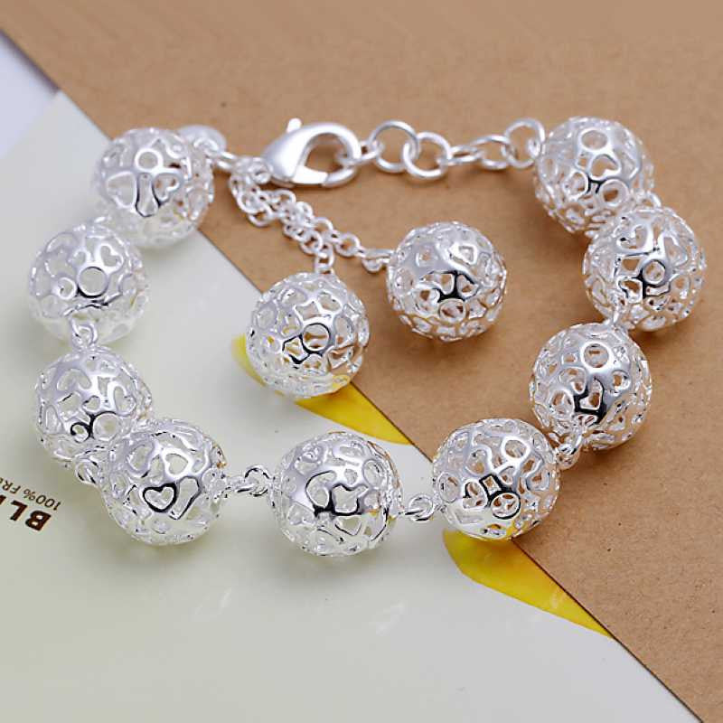 silver plated jewelry bracelet fine hollow ball bracelet 88 MP