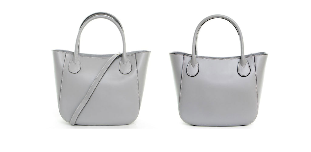 Light Grey Real Leather Mini Grab Bag