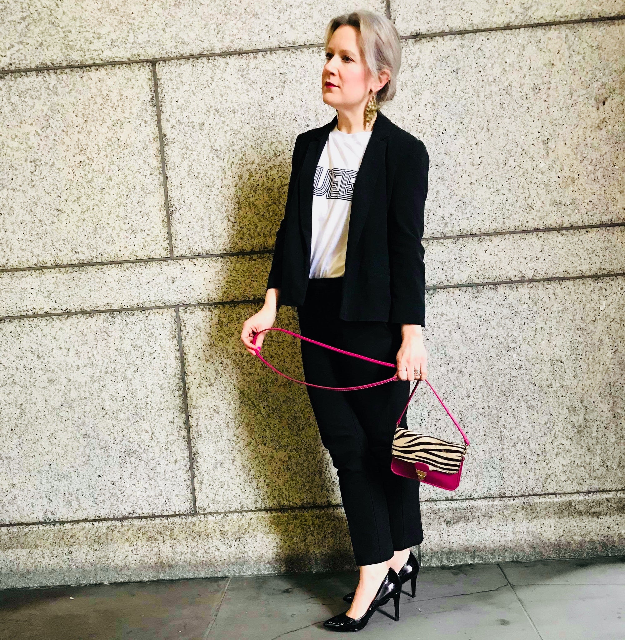 Julie styling the Pink Zebra Clutch