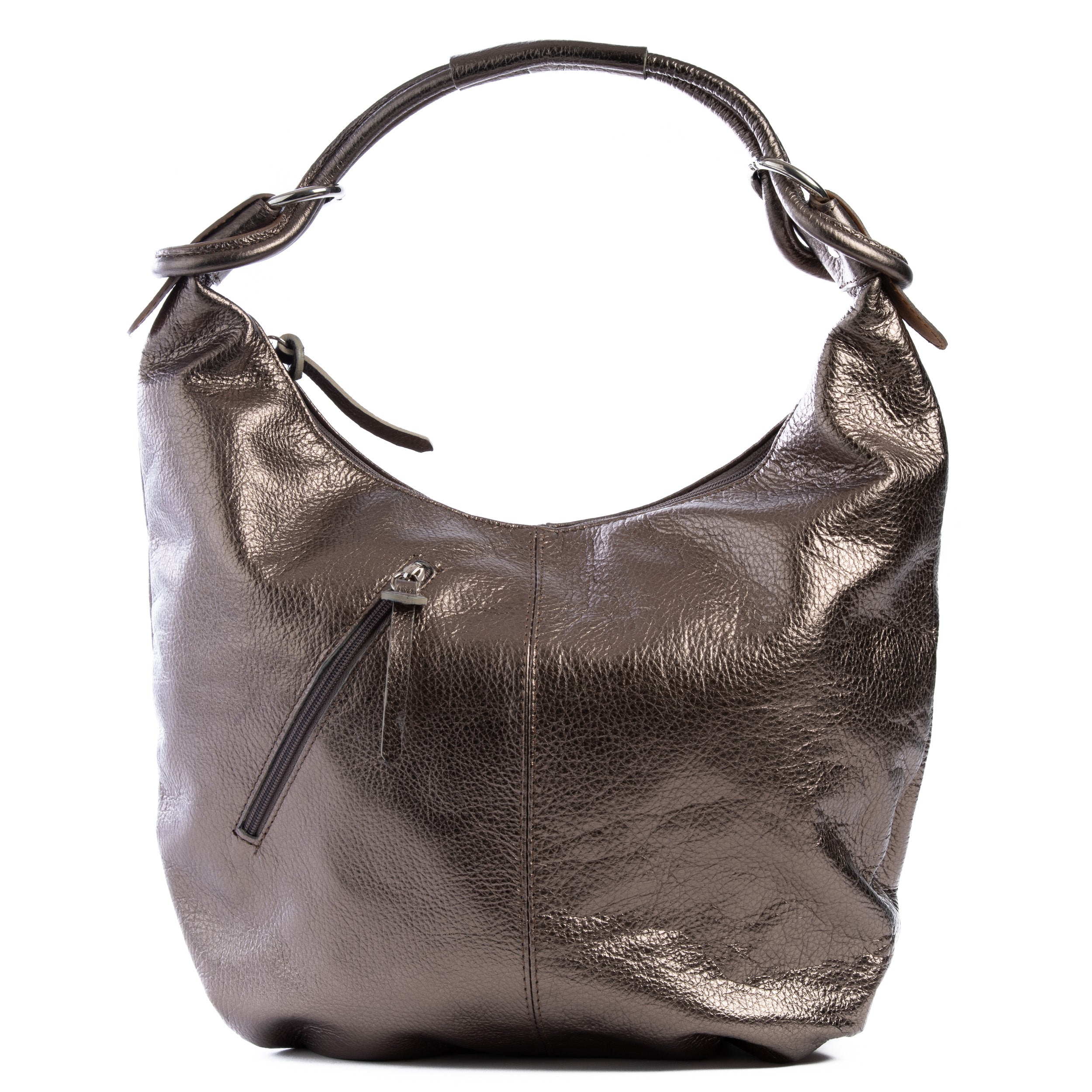 Classic Metallic Bronze Real Leather Slouch Shoulder Bag – Amilu