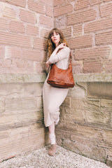 Real Italian Leather Weave Shoulder Bag - Lifestyle - Amilu Handbags
